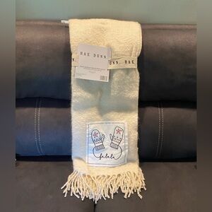 NEW Rae Dunn FA LA LA MITTEN FAUX MOHAIR 50X60 THROW WITH PATCH